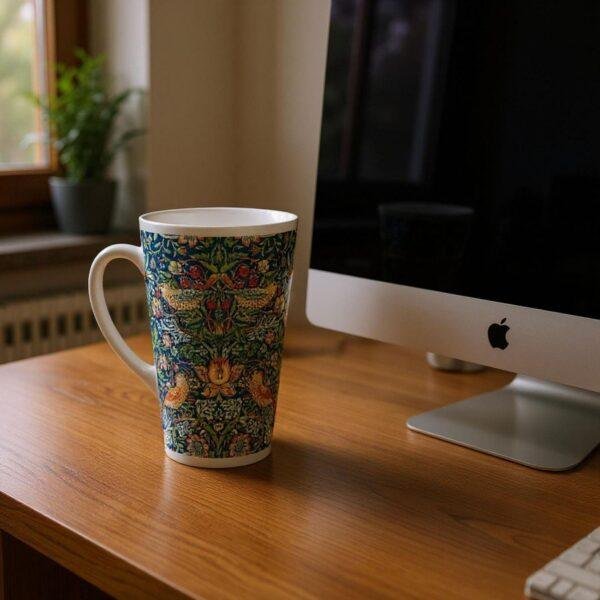 William Morris Mug - Strawberry Thief Floral Design, Ceramic Coffee Cup