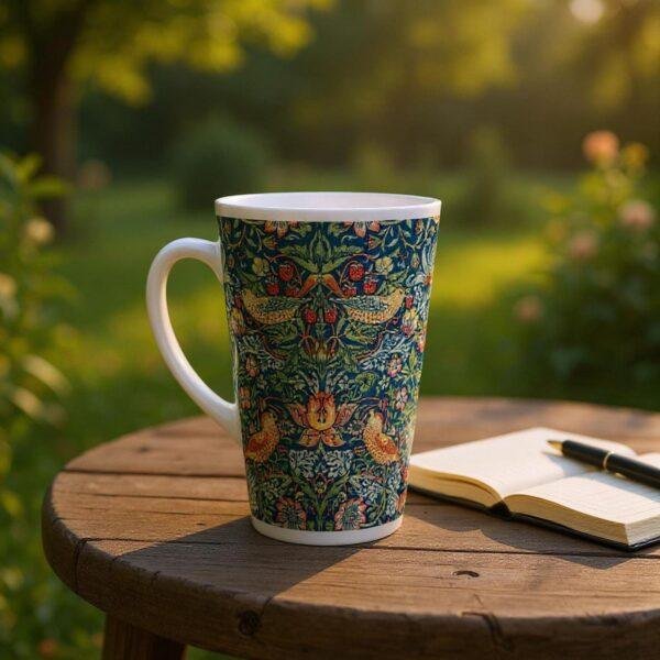 William Morris Mug - Strawberry Thief Floral Design, Ceramic Coffee Cup